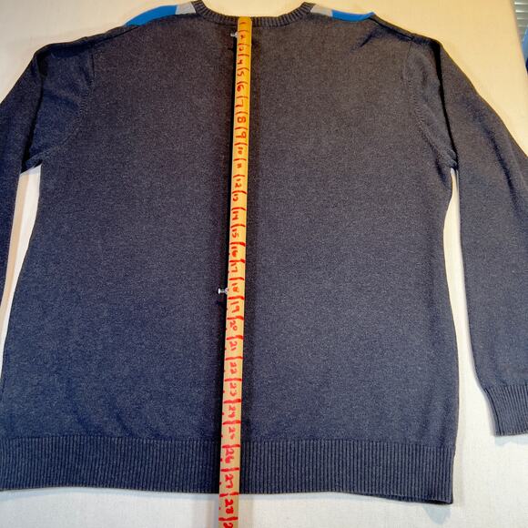 Gant Vintage Made in Hong Kong 100% Cotton Blue Argyle V-Neck Sweater Men's XXL - Picture 8 of 10